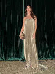 Timeless Grace: Elegant Pleat Dress Women Loose Tube Top - Pretty women dresses
