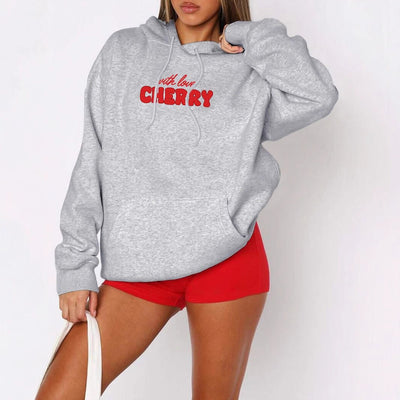 European And American Leisure Style Hooded Letter - print Long Sleeve - Pretty women dresses