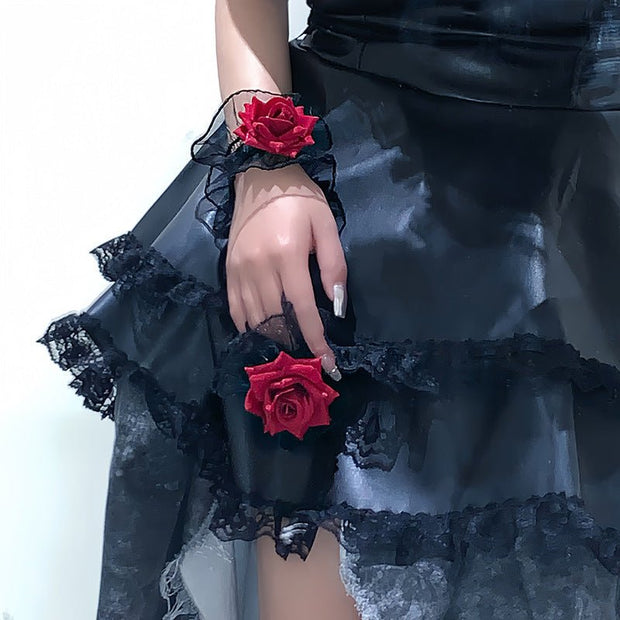 Women's Fashion Lace Rose Wrist Oversleeve - Pretty women dresses