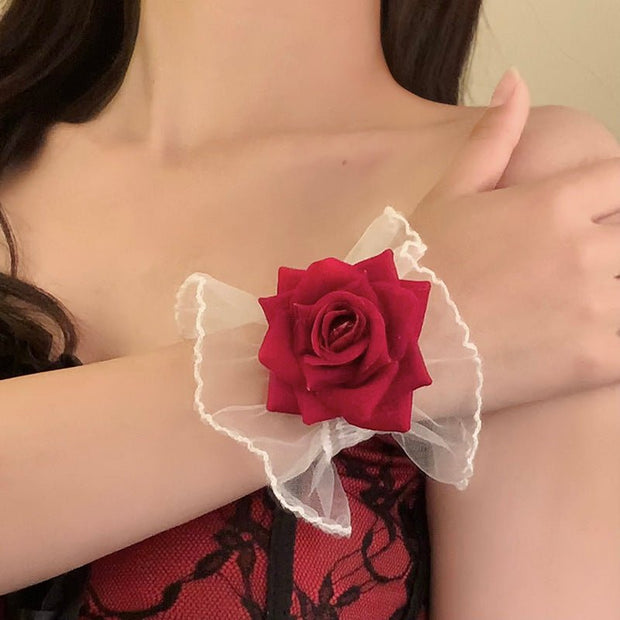 Women's Fashion Lace Rose Wrist Oversleeve - Pretty women dresses