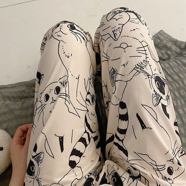 Cartoon Japanese Pajama Pants Student Female Anti - mosquito Cute Dormitory Leisure - Pretty women dresses