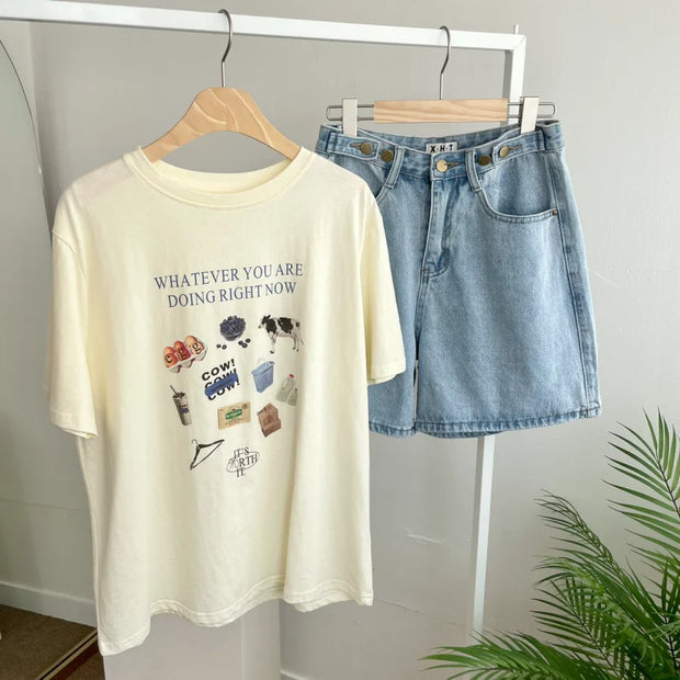 New 2025 Summer Denim Shorts For Women High Waist Sky Blue Color Wide Leg Loose Buttons Streetwear Loose Jean Shorts Women
