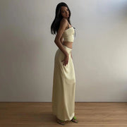 Sexy Camis Skirt Two Piece Set Women Summer New Sleeveless Crop Top High Waist Skirt Solid Slim Fashion Party Suit Streetwear - Pretty women dresses