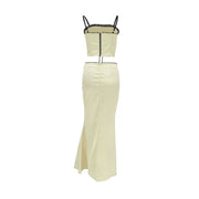 Sexy Camis Skirt Two Piece Set Women Summer New Sleeveless Crop Top High Waist Skirt Solid Slim Fashion Party Suit Streetwear - Pretty women dresses