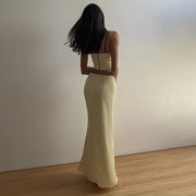 Sexy Camis Skirt Two Piece Set Women Summer New Sleeveless Crop Top High Waist Skirt Solid Slim Fashion Party Suit Streetwear - Pretty women dresses