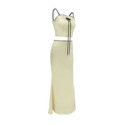 Sexy Camis Skirt Two Piece Set Women Summer New Sleeveless Crop Top High Waist Skirt Solid Slim Fashion Party Suit Streetwear - Pretty women dresses