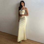Sexy Camis Skirt Two Piece Set Women Summer New Sleeveless Crop Top High Waist Skirt Solid Slim Fashion Party Suit Streetwear - Pretty women dresses