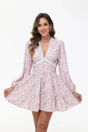 Floral Lace Deep V - Neck Summer Dress - Pretty women dresses