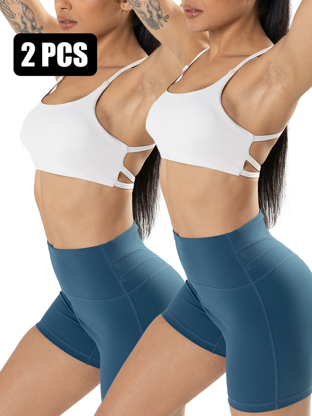 2 Pack Strappy Sports Bras For Women - Criss Cross Back Sexy Wireless Padded Yoga Bra Cute Workout - Pretty women dresses