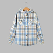 Plaid Hooded Casual Outerwear - Pretty women dresses