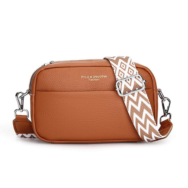 Fashion Simple Shoulder Messenger Bag Top Layer Cowhide Small Square Bag - Pretty women dresses