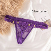 Women's Lace Transparent Rhinestone Letter Shorts - Pretty women dresses