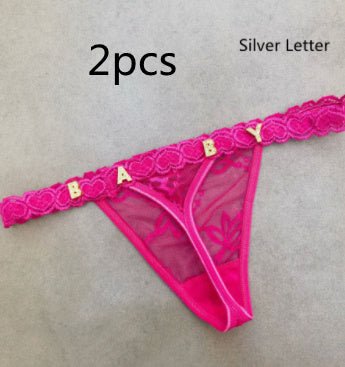Women's Lace Transparent Rhinestone Letter Shorts - Pretty women dresses