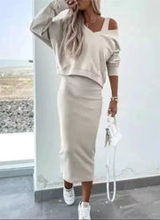 Chic Comfort: Two Piece - Set Knit Dress - Pretty women dresses