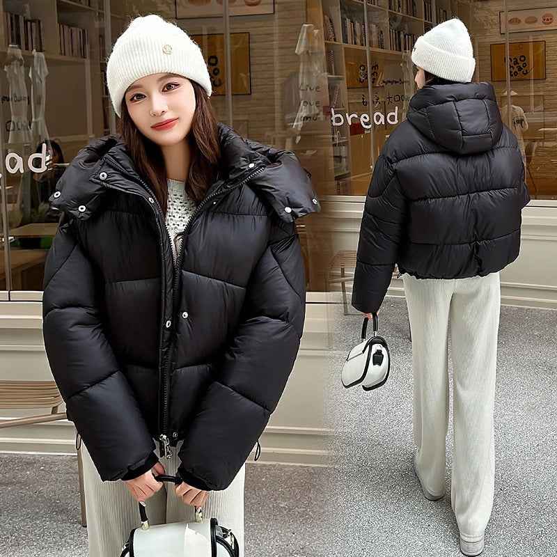 Elegant Fluffy Hooded Puffer Jacket Coat for Warm Commute