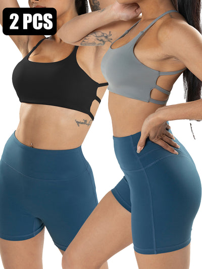 2 Pack Strappy Sports Bras For Women - Criss Cross Back Sexy Wireless Padded Yoga Bra Cute Workout - Pretty women dresses