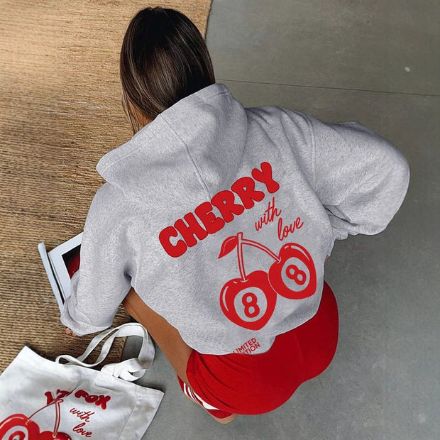 European And American Leisure Style Hooded Letter - print Long Sleeve - Pretty women dresses