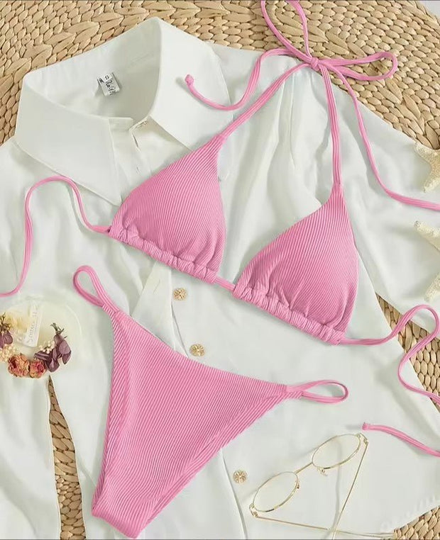 Women's Sexy Small Rib Bikini Tie Bikini Set Two Piece Swimsuit Beach Wear - Pretty women dresses