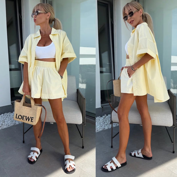 Shirt Elastic Sports Shorts Two-piece Set