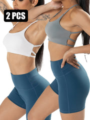 2 Pack Strappy Sports Bras For Women - Criss Cross Back Sexy Wireless Padded Yoga Bra Cute Workout - Pretty women dresses
