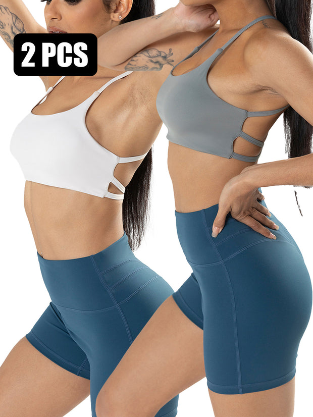 2 Pack Strappy Sports Bras For Women - Criss Cross Back Sexy Wireless Padded Yoga Bra Cute Workout - Pretty women dresses