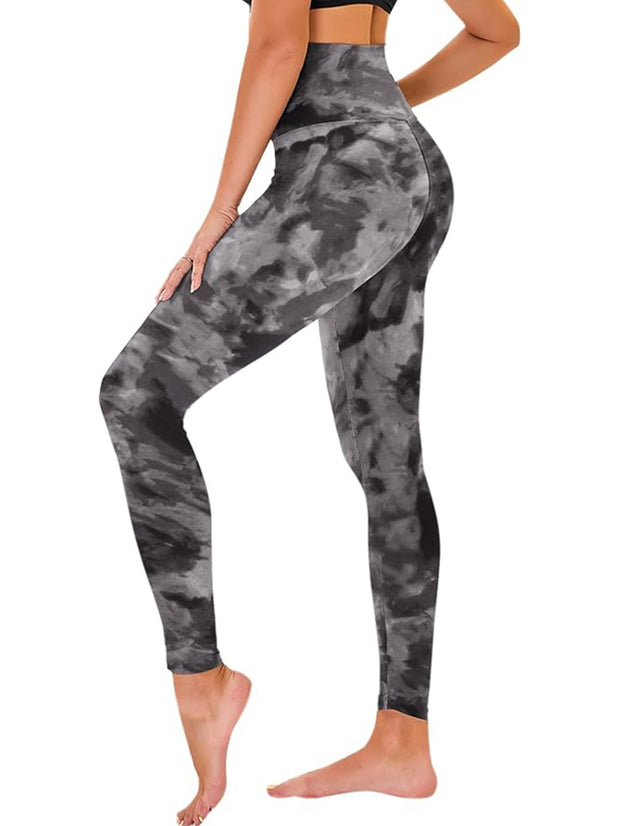 Cropped high-rise print leggings in dark gray, 92% polyester and 8% spandex for a comfortable fit. Perfect for active wear.