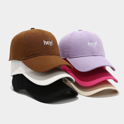 Creative Letters Hey Embroidery Soft Top Peak Cap - Pretty women dresses